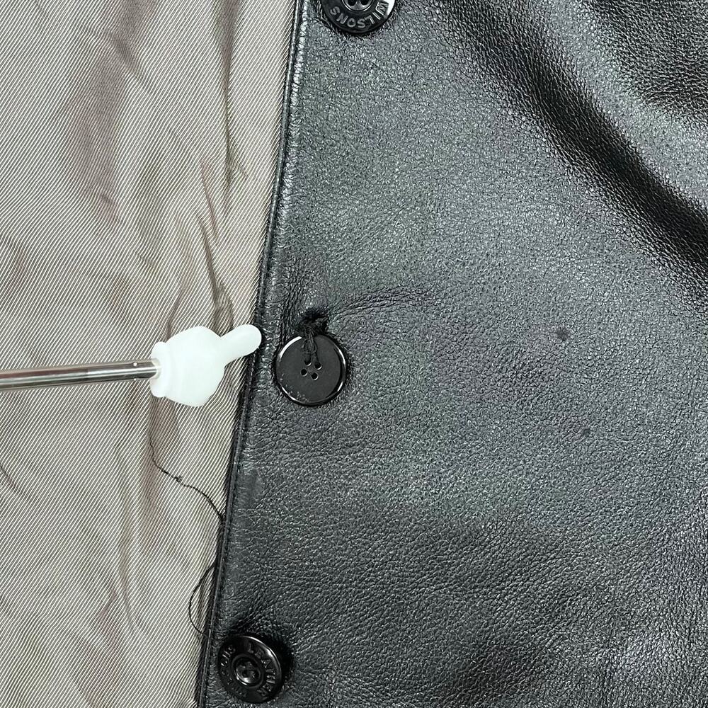 Vintage 90s Wilsons Genuine Leather Jacket Womens L Jet Black - Picture 6 of 6